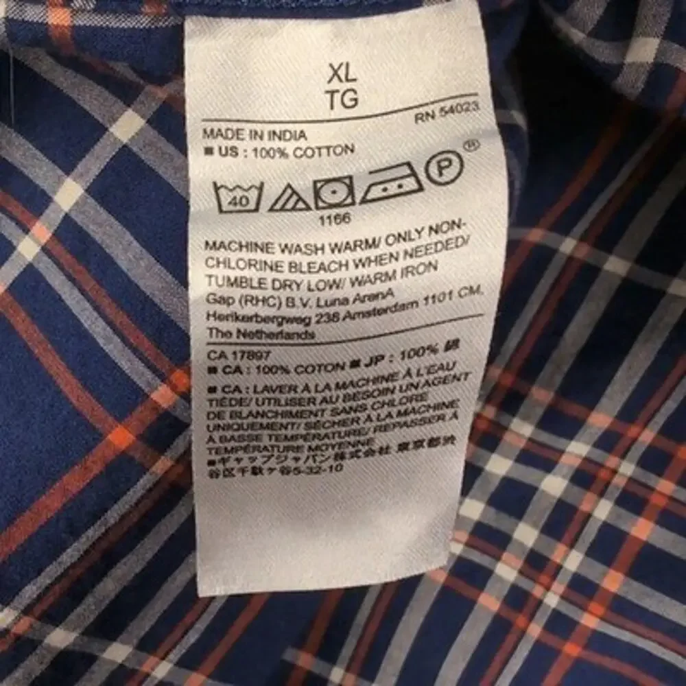 Banana Republic Shirt Mens XL Blue Plaid Button Up Long Sleeve Untucked Fit